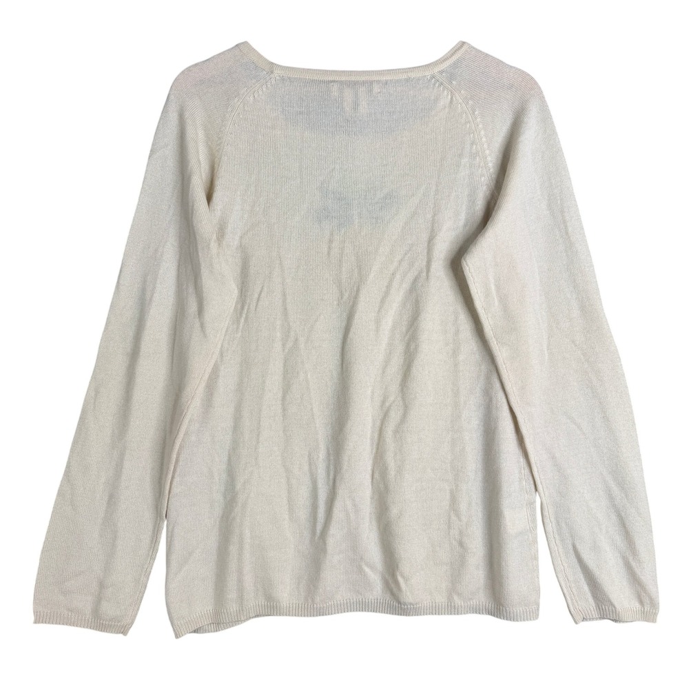 Tommy Bahama Women's Silk Cashmere Blend Pineapple print Sweater Cream Size L - Picture 2 of 6